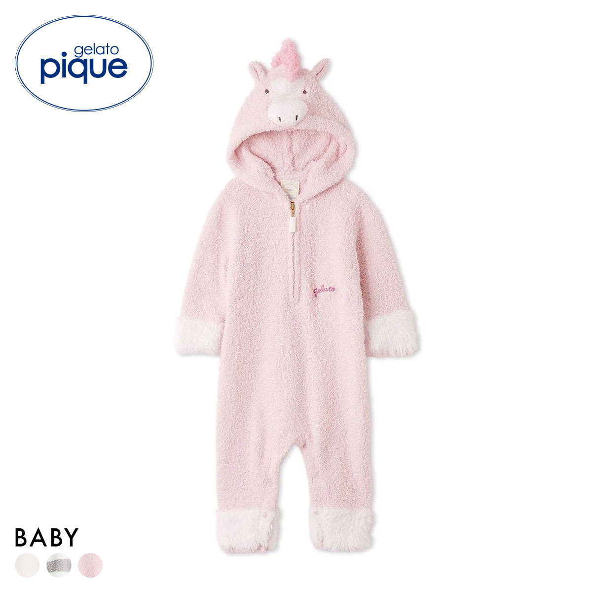 ジェラートピケ キッズアンドベイビー ベビー ベビモコポニーロンパース ジェラピケ ルームウェア gelato pique Kids＆Baby BABY(PI-ピンク-80)