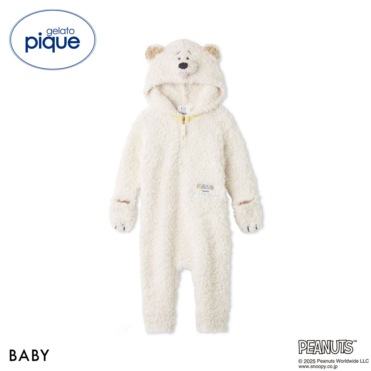 ジェラートピケ キッズアンドベイビー gelato pique Kids＆Baby PEANUTS PUPPIES BABYジェラートアンディロンパース ジェラピケ(BE-ベージュ-70)