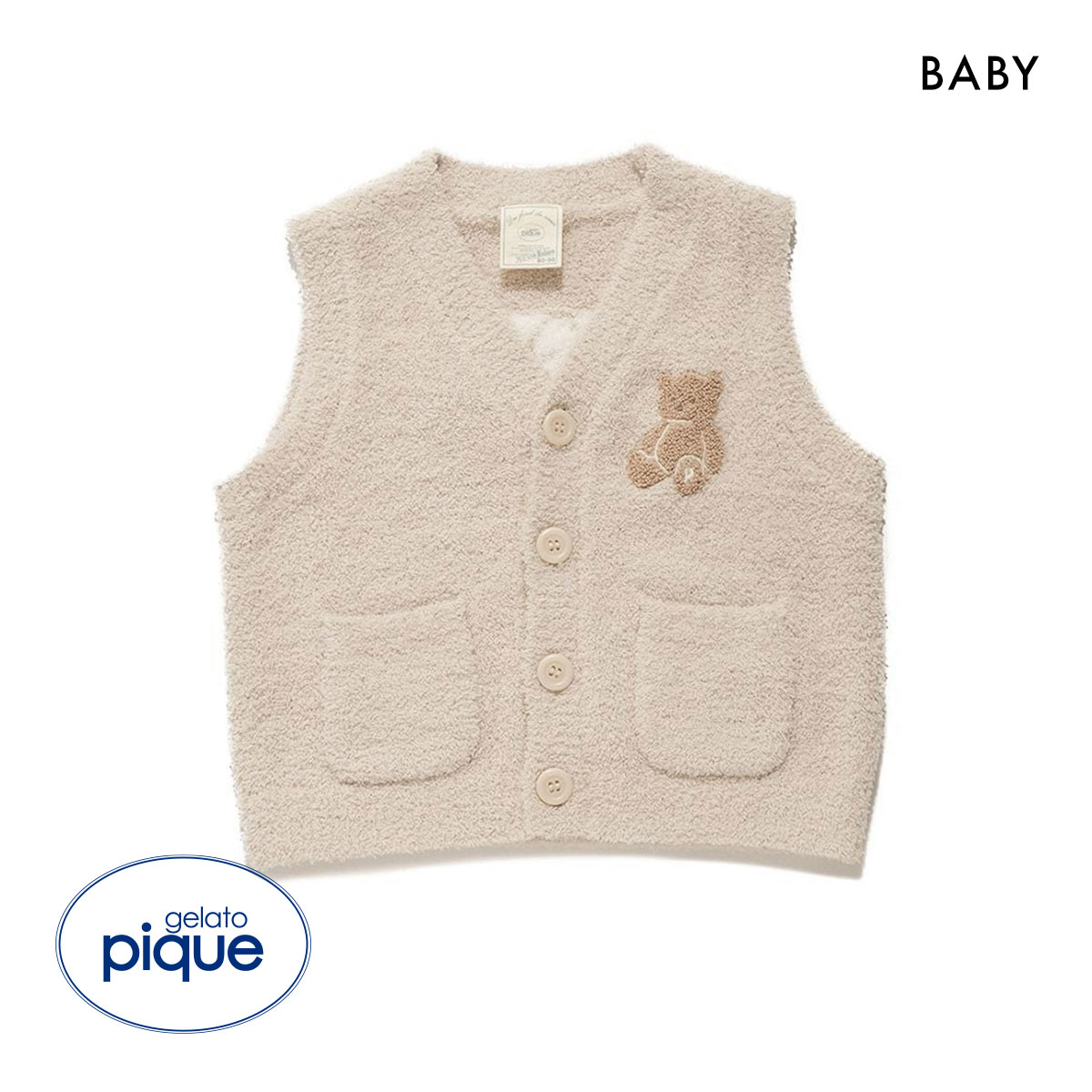 ジェラートピケ キッズアンドベイビー ベビー パウダーベアベスト ジェラピケ ルームウェア gelato pique Kids＆Baby BABY(BE-ベージュ-70)