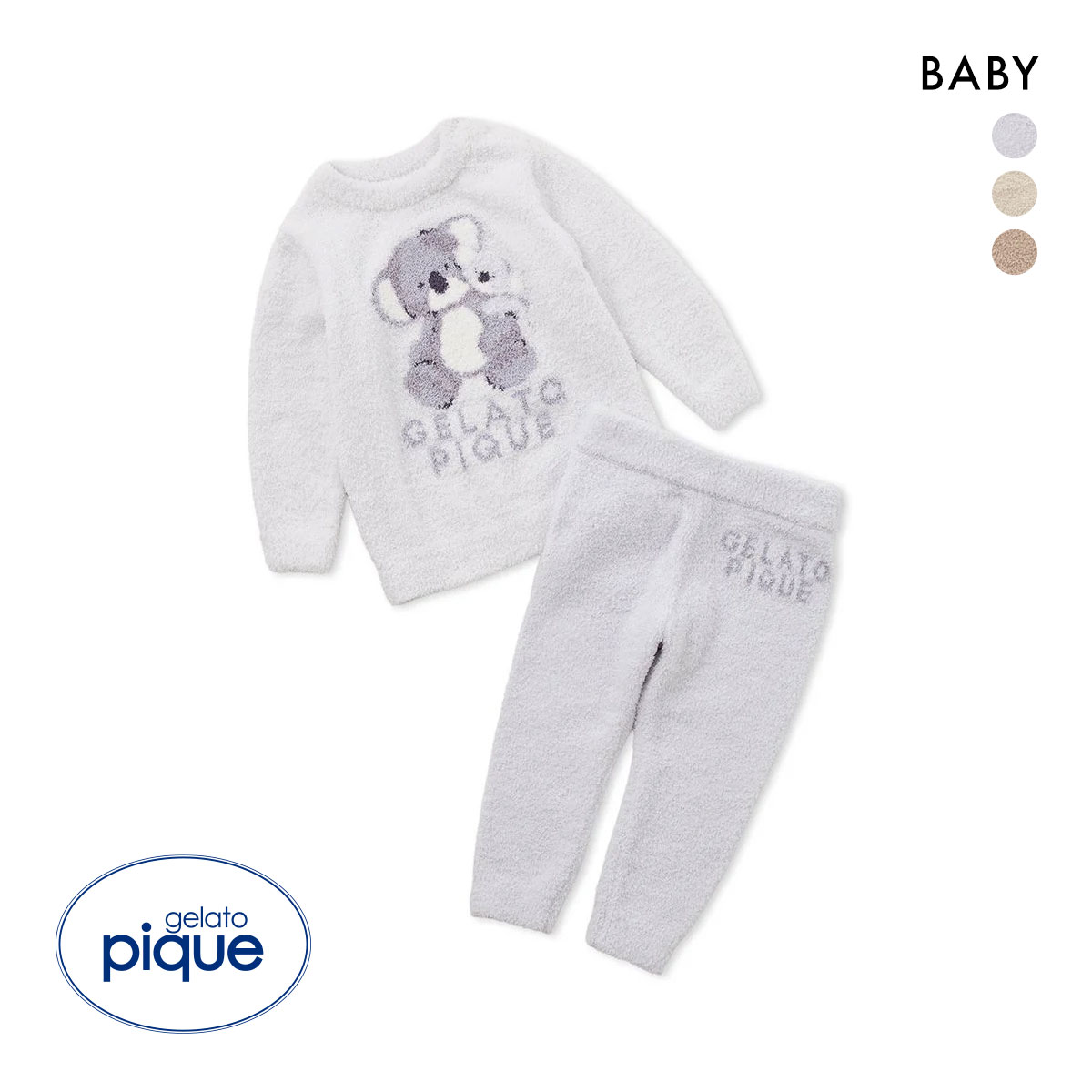 ジェラートピケ キッズアンドベイビー ベビー アニマルプルオーバー&ロングパンツセット ジェラピケ ルームウェア gelato pique Kids＆Baby BABY(GY-グレー-70)