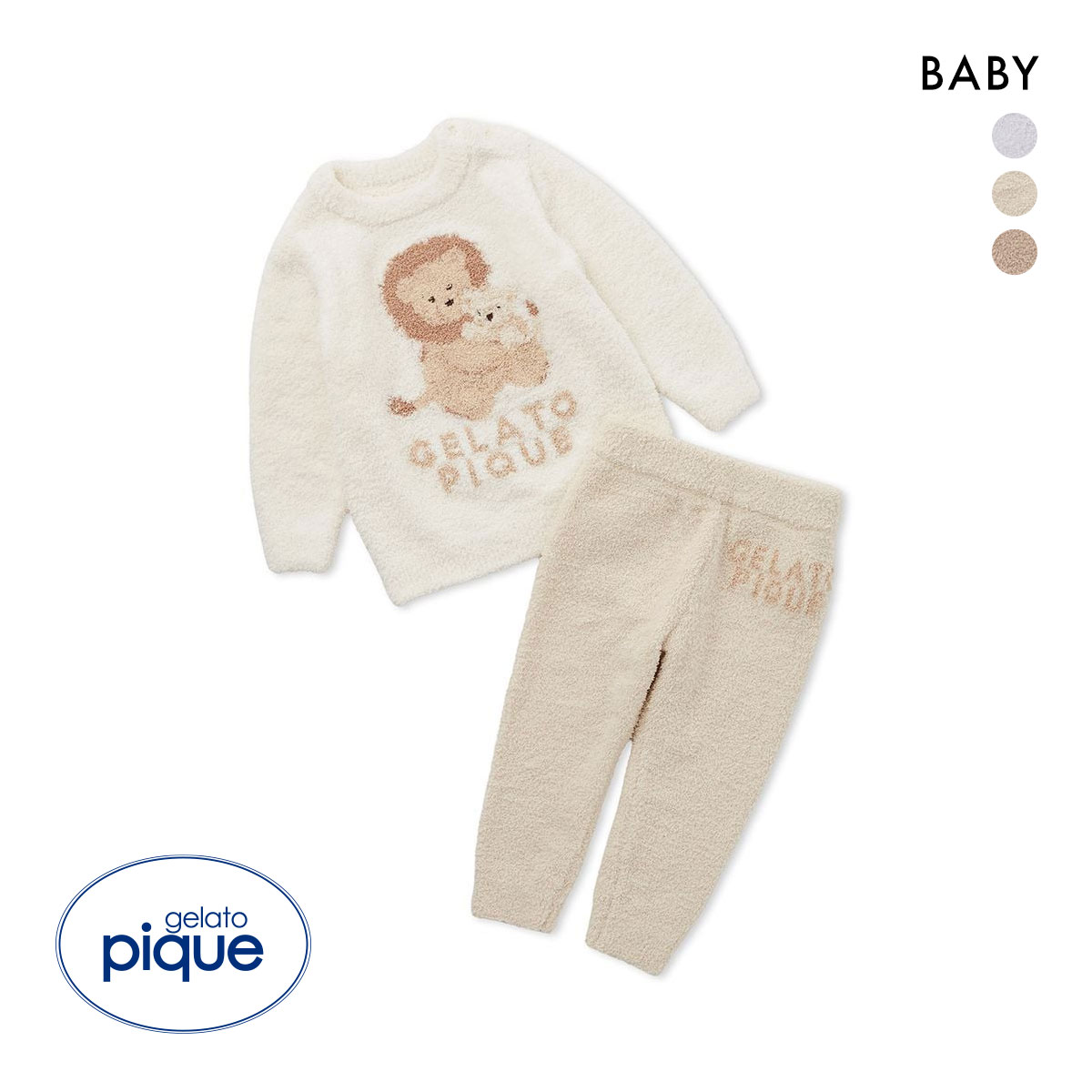 ジェラートピケ キッズアンドベイビー ベビー アニマルプルオーバー&ロングパンツセット ジェラピケ ルームウェア gelato pique Kids＆Baby BABY(YE-イエロー-70)