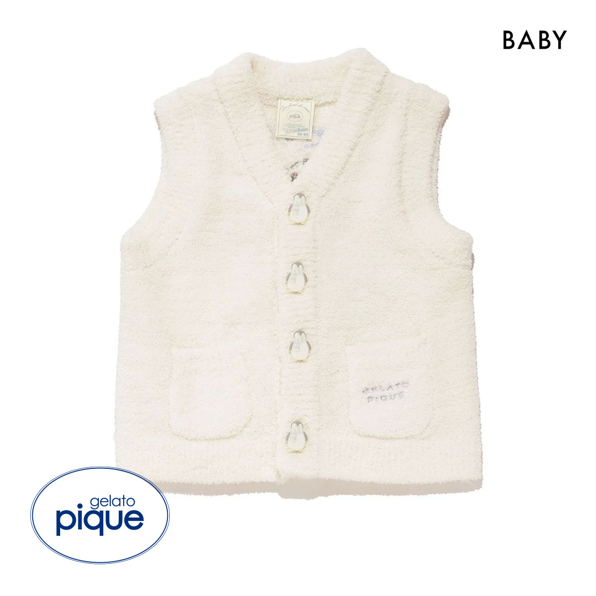 ジェラートピケ キッズアンドベイビー ベビー ペンギンジャガードベスト ジェラピケ ルームウェア パジャマ gelato pique Kids＆Baby BABY(IV-アイボリー-70)