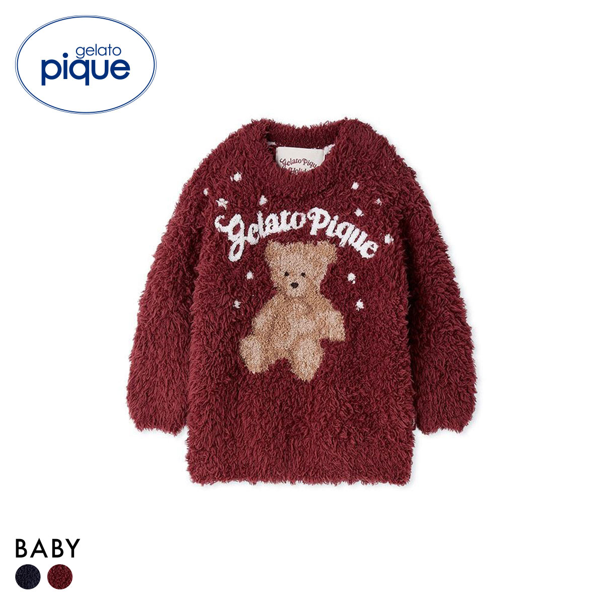 ジェラートピケ キッズアンドベイビー ベビー HOLIDAY BABY ジェラートスノーベアジャガードプルオーバー ジェラピケ(RE-レッド-80)