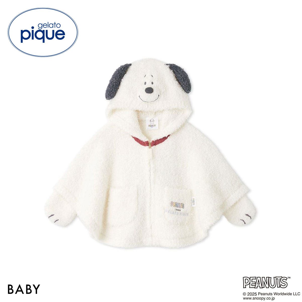 ジェラートピケ キッズアンドベイビー gelato pique Kids＆Baby PEANUTS PUPPIES BABYスヌーピーポンチョ ジェラピケ ルームウェア(OW-オフホワイト-80)