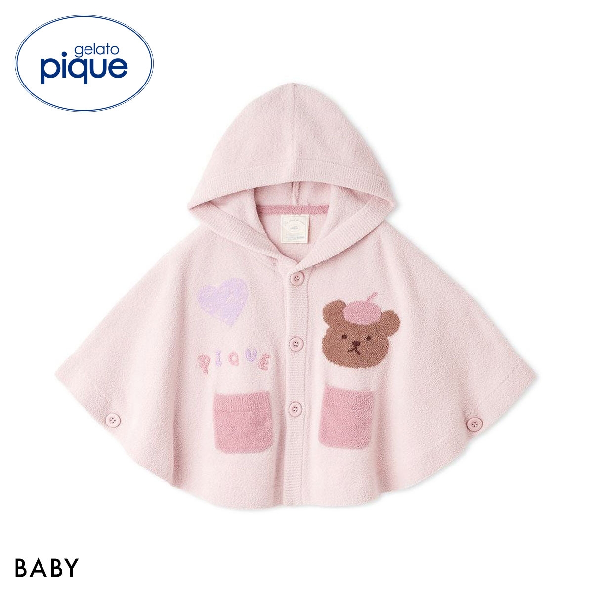 ジェラートピケ キッズアンドベイビー ベビー エアリーモコドローイングベアポンチョ ジェラピケ gelato pique Kids＆Baby BABY(PI-ピンク-Free)