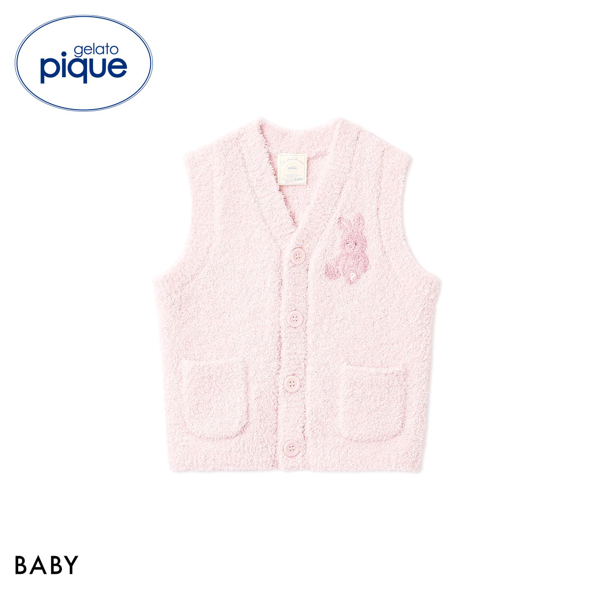 ジェラートピケ キッズアンドベイビー ベビー パウダーアニマルベスト うさぎ ジェラピケ gelato pique Kids＆Baby BABY(LPI-薄ピンク-70)