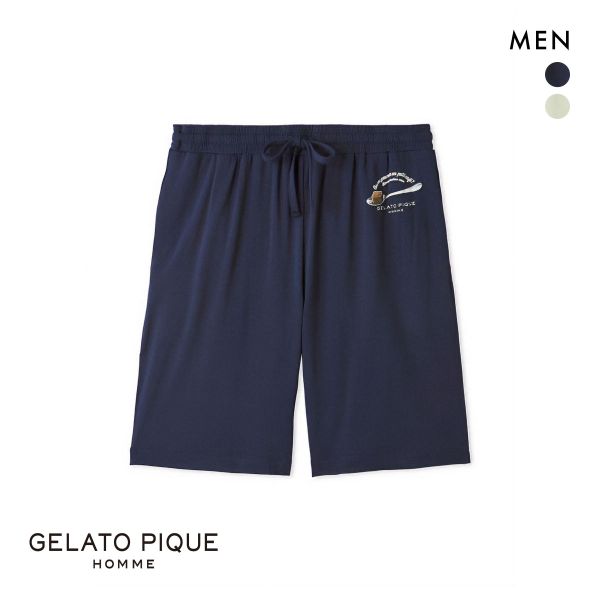 ジェラートピケ オム メンズ レーヨンカプチーノベアワンポイントハーフパンツ ジェラピケ パジャマ ルームウェア gelato pique HOMME