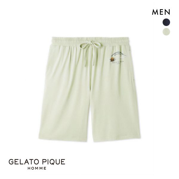 ジェラートピケ オム メンズ レーヨンカプチーノベアワンポイントハーフパンツ ジェラピケ パジャマ ルームウェア gelato pique HOMME