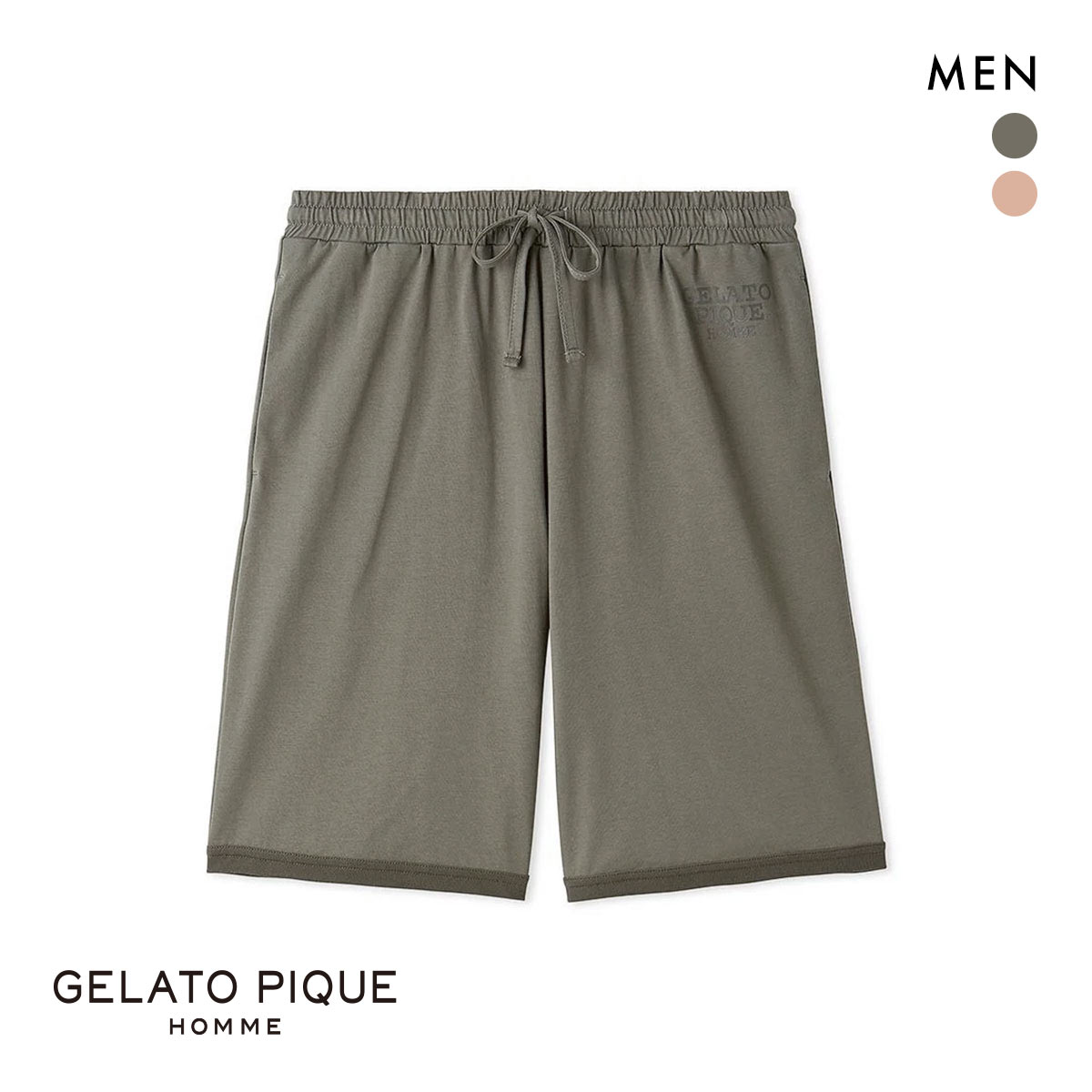 ジェラートピケ オム メンズ 接触冷感GIZAコットンハーフパンツ ジェラピケ パジャマ ルームウェア GELATO PIQUE HOMME(GY-グレー-M)