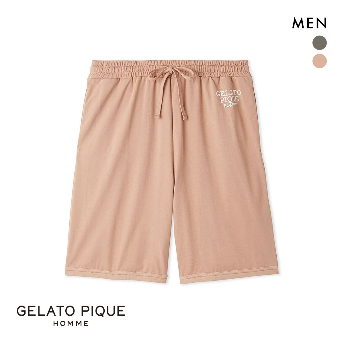 ジェラートピケ オム メンズ 接触冷感GIZAコットンハーフパンツ ジェラピケ パジャマ ルームウェア GELATO PIQUE HOMME(CM-キャメル-M)