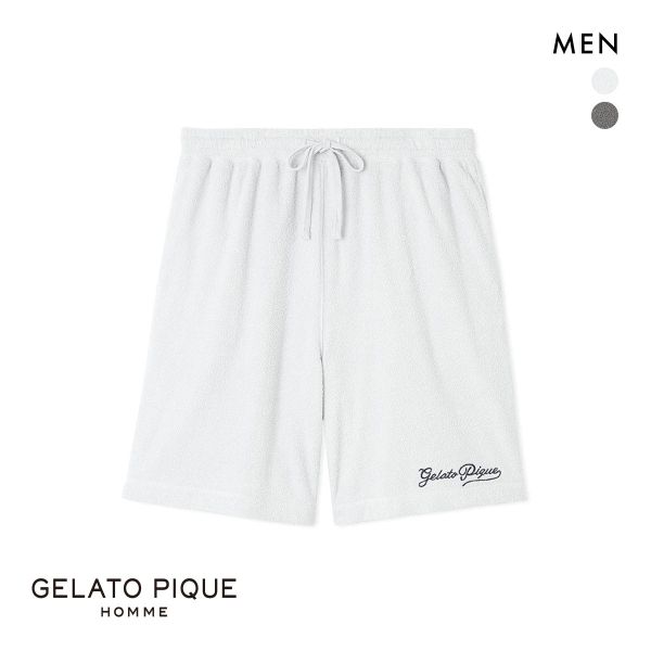 ジェラートピケ オム メンズ パイルロゴ刺繍ショートパンツ ジェラピケ パジャマ ルームウェア GELATO PIQUE HOMME