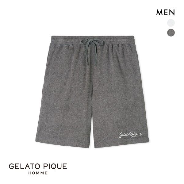ジェラートピケ オム メンズ パイルロゴ刺繍ショートパンツ ジェラピケ パジャマ ルームウェア GELATO PIQUE HOMME