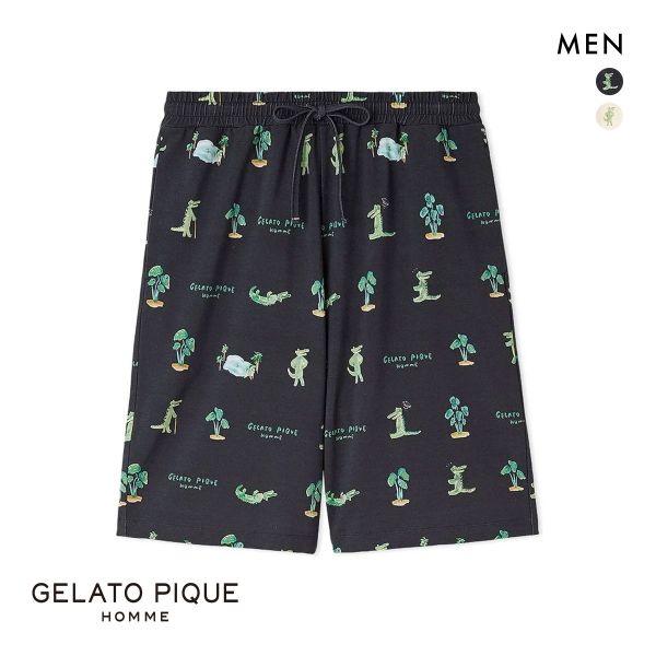 ジェラートピケ オム メンズ 接触冷感 ワニ柄プリントハーフパンツ ジェラピケ パジャマ ルームウェア gelato pique HOMME