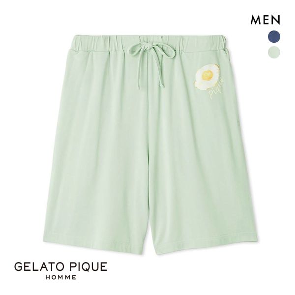 ジェラートピケ オム メンズ 接触冷感 サニーサイドエッグワンポイントハーフパンツ ジェラピケ パジャマ ルームウェア gelato pique HOMME