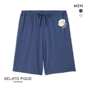 ジェラートピケ オム メンズ 接触冷感 サニーサイドエッグワンポイントハーフパンツ ジェラピケ パジャマ ルームウェア gelato pique HOMME