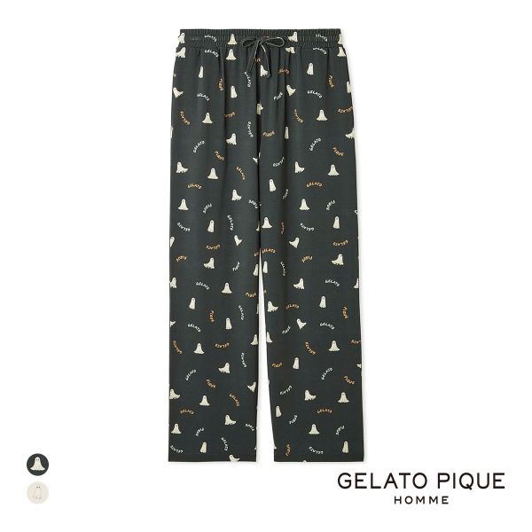 ジェラートピケ オム メンズ TRICK GHOST柄 ロングパンツ ジェラピケ パジャマ ルームウェア gelato pique HOMME