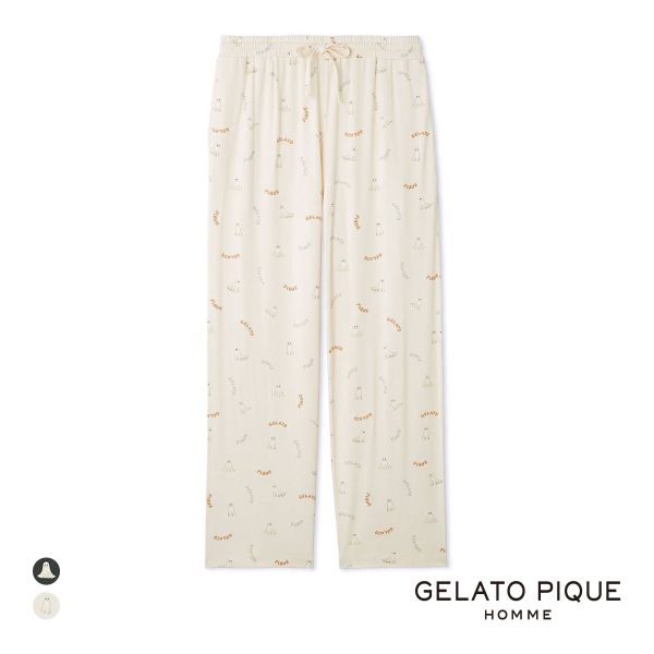 ジェラートピケ オム メンズ TRICK GHOST柄 ロングパンツ ジェラピケ パジャマ ルームウェア gelato pique HOMME