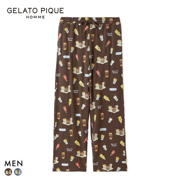ジェラートピケ オム メンズ ヒラノトシユキ 総柄ロングパンツ ジェラピケ パジャマ ルームウェア gelato pique HOMME