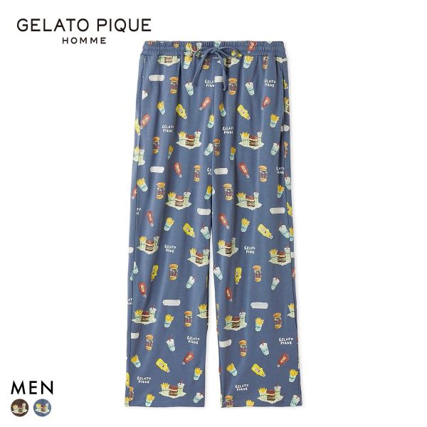 ジェラートピケ オム メンズ ヒラノトシユキ 総柄ロングパンツ ジェラピケ パジャマ ルームウェア gelato pique HOMME
