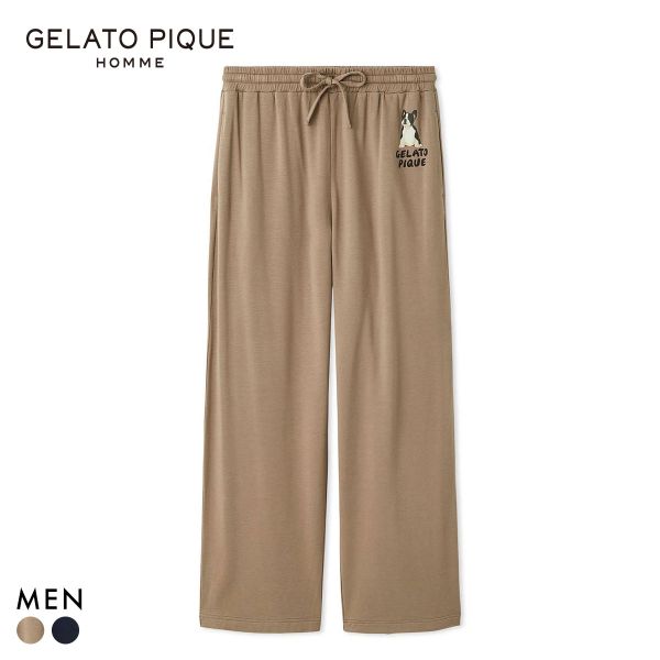 ジェラートピケ オム メンズ DOGワンポイントプリントロングパンツ ジェラピケ パジャマ ルームウェア gelato pique HOMME