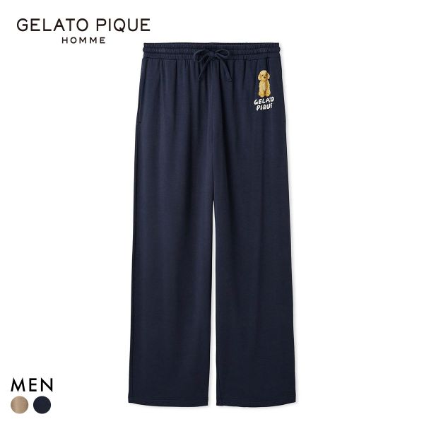 ジェラートピケ オム メンズ DOGワンポイントプリントロングパンツ ジェラピケ パジャマ ルームウェア gelato pique HOMME
