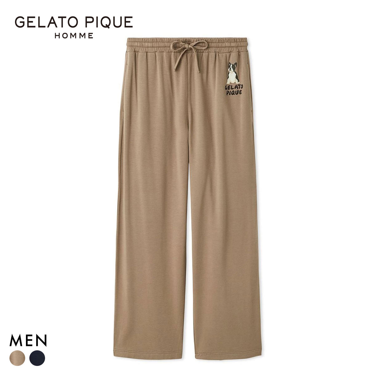 ジェラートピケ オム メンズ DOGワンポイントプリントロングパンツ ジェラピケ パジャマ ルームウェア gelato pique HOMME