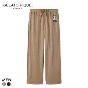 ジェラートピケ オム メンズ DOGワンポイントプリントロングパンツ ジェラピケ パジャマ ルームウェア gelato pique HOMME