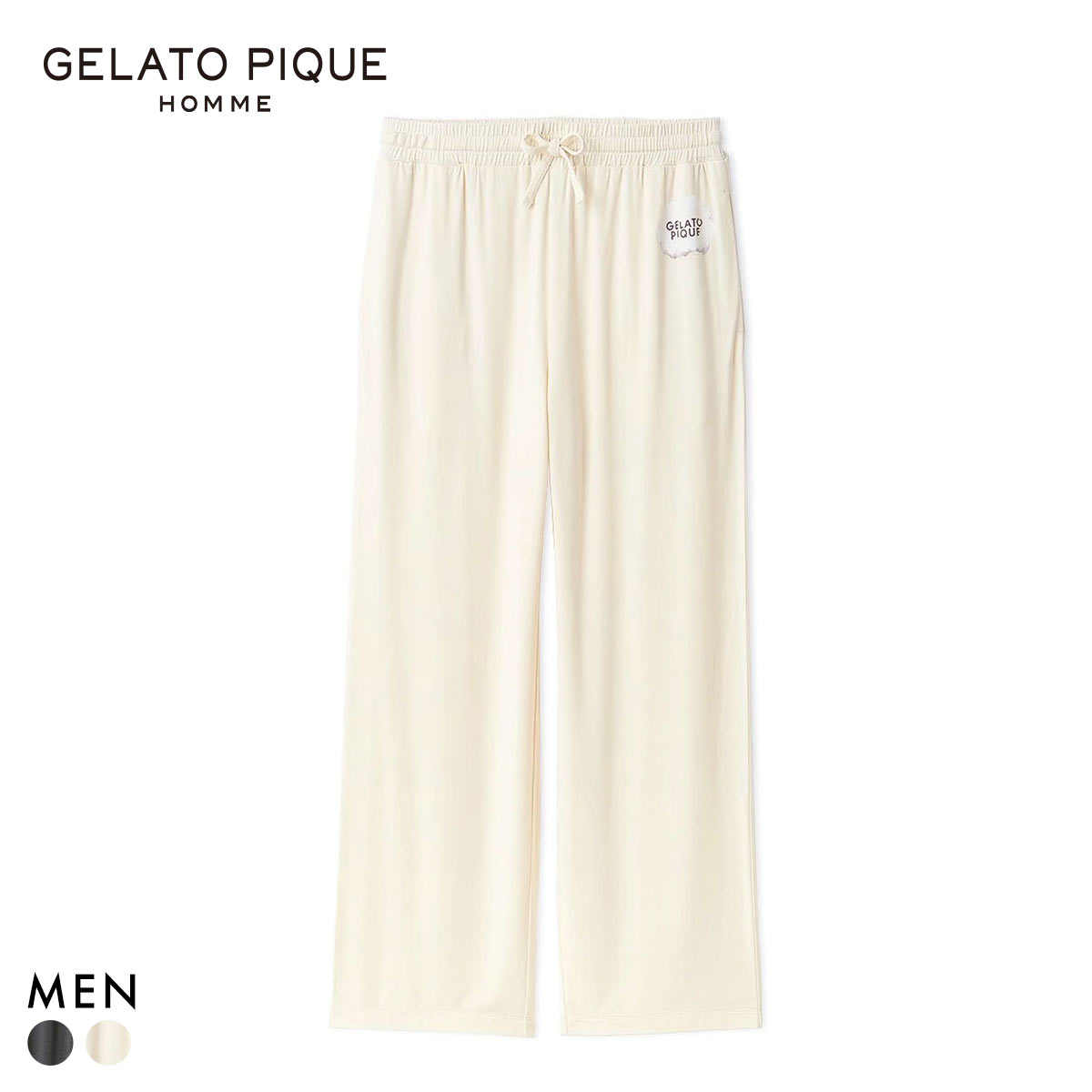 ジェラートピケ オム メンズ レーヨンジェラートプリントロングパンツ ジェラピケ ルームウェア gelato pique HOMME(CR-クリーム-M)