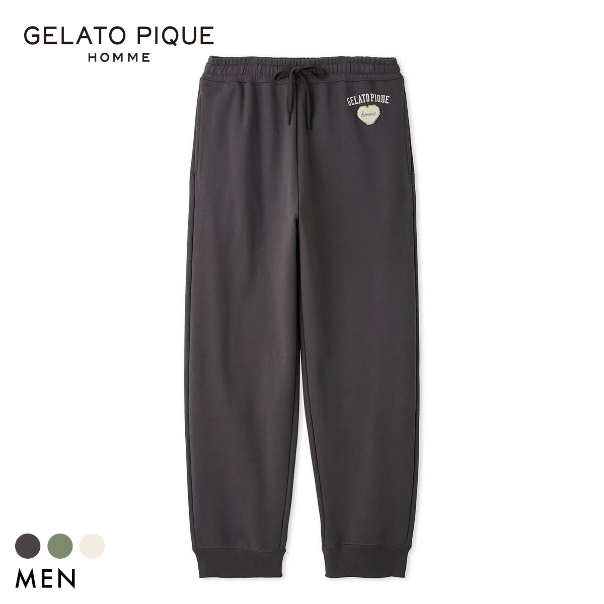 ジェラートピケ オム メンズ 抗菌防臭 ハートロゴ裏毛ロングパンツ ジェラピケ ルームウェア GELATO PIQUE HOMME