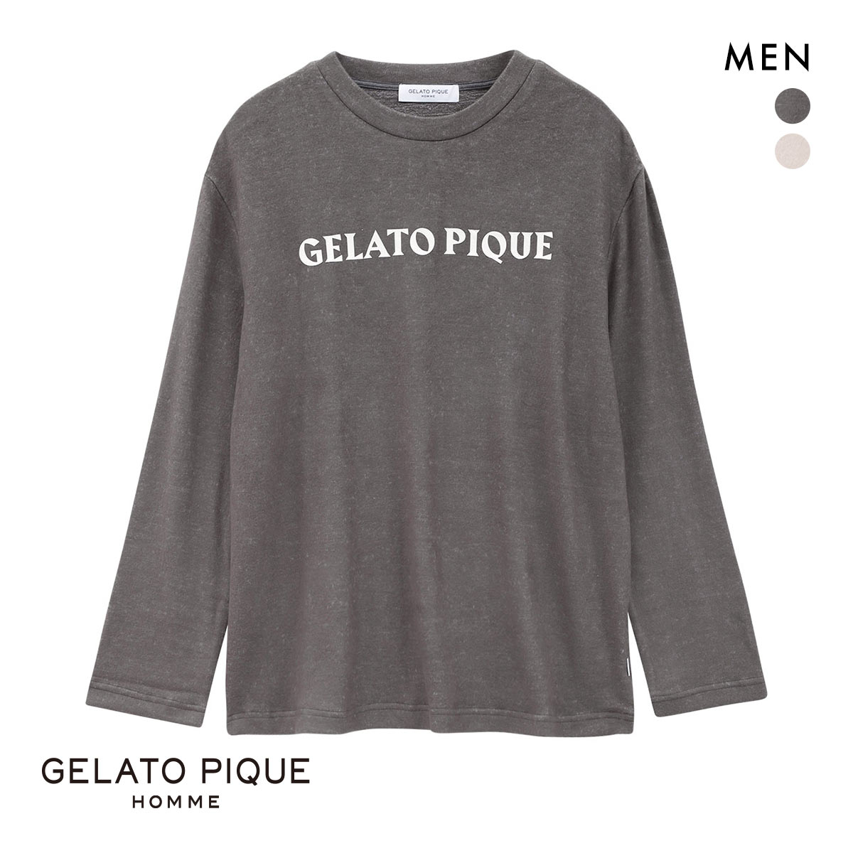 ジェラートピケ オム メンズ スノーワンポイントロンT ジェラピケ パジャマ ルームウェア GELATO PIQUE HOMME(DGY-濃グレー-M)