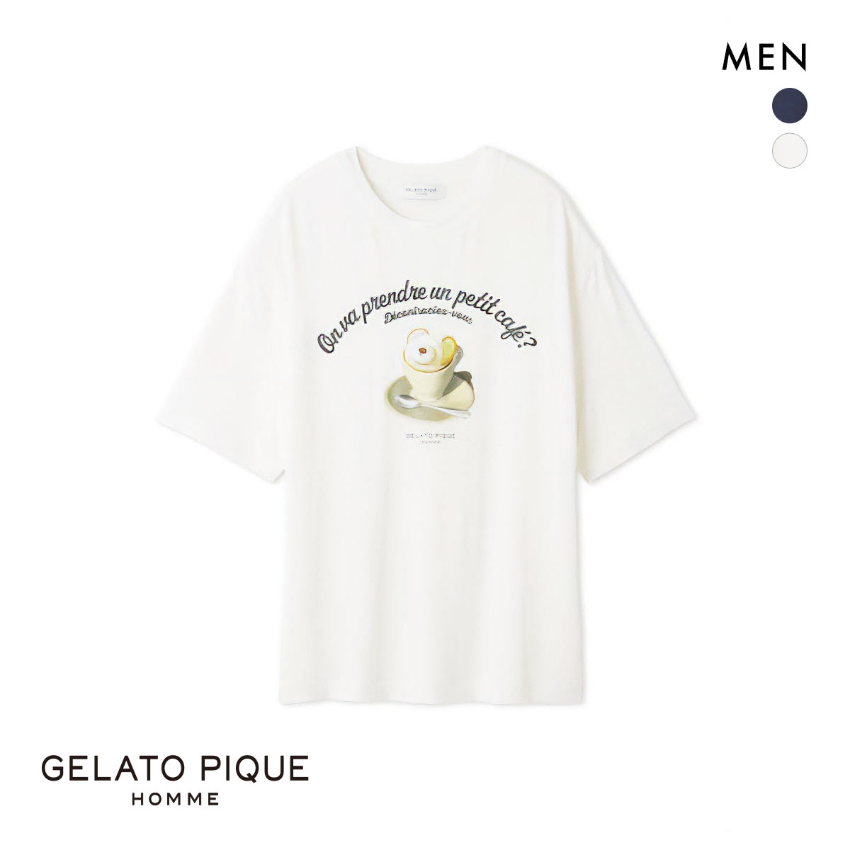 ジェラートピケ オム メンズ レーヨンカプチーノベアワンポイントTシャツ ジェラピケ パジャマ ルームウェア gelato pique HOMME(OW-オフホワイト-M)