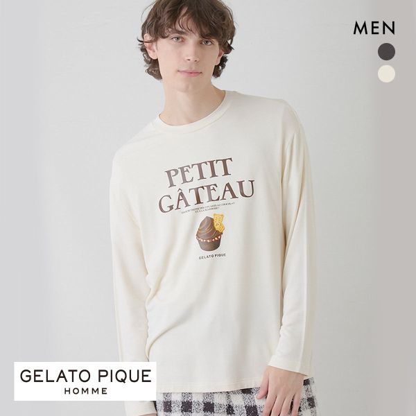 ジェラートピケ オム メンズ ショコラカップケーキワンポイントロンT ジェラピケ パジャマ ルームウェア Chocolat＆Framboise GELATO PIQUE HOMME