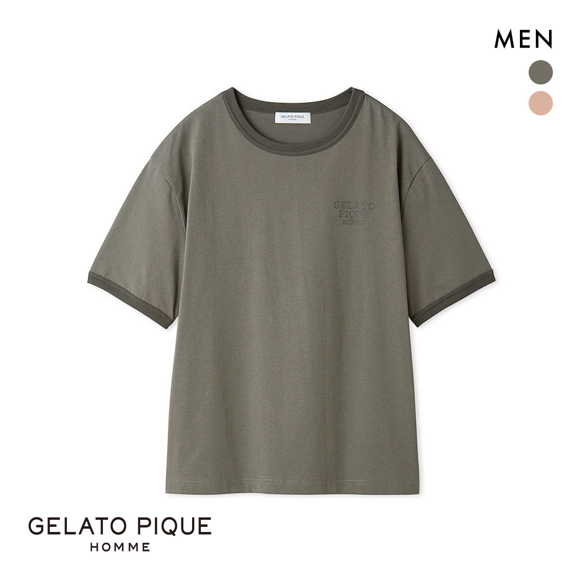 ジェラートピケ オム メンズ 接触冷感GIZAコットンTシャツ ジェラピケ パジャマ ルームウェア GELATO PIQUE HOMME(GY-グレー-M)