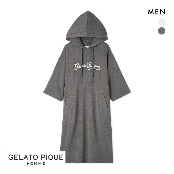 ジェラートピケ オム メンズ パイルロゴ刺繍ポンチョ ジェラピケ パジャマ ルームウェア GELATO PIQUE HOMME