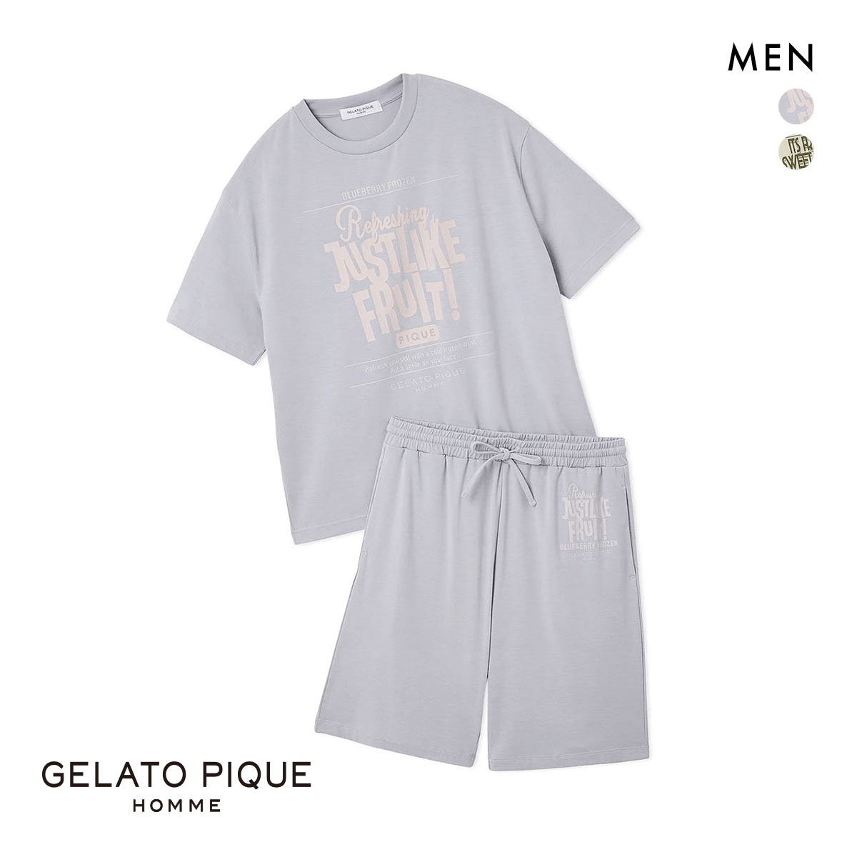 ジェラートピケ　接触冷感　レーヨンBIGロゴセットアップ 接触冷感】カラフルレーヨンロゴBIGTシャツ＆ショートパンツ