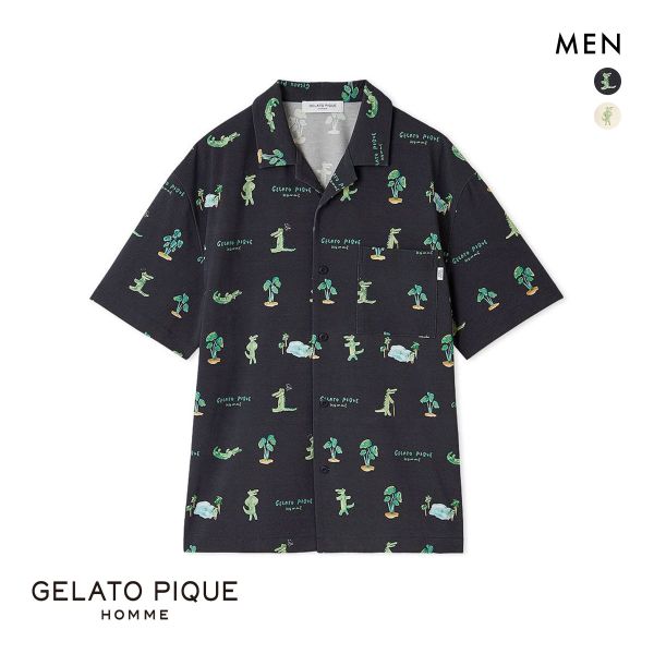 30%OFF ジェラートピケ オム メンズ 接触冷感 ワニ柄プリントシャツ ジェラピケ パジャマ ルームウェア gelato pique HOMME 30%OFF ジェラートピケ オム メンズ 接触冷感 ワニ柄プリントシャツ ジェラピケ パジャマ ルームウェア gelato pique HOMME