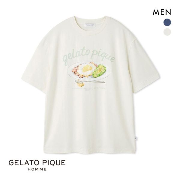 ジェラートピケ オム メンズ 接触冷感 サニーサイドエッグワンポイントTシャツ ジェラピケ パジャマ ルームウェア gelato pique HOMME