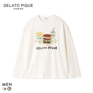 ジェラートピケ オム メンズ ヒラノトシユキ ハンバーガーワンポイントプリントロンT ジェラピケ パジャマ ルームウェア gelato pique HOMME