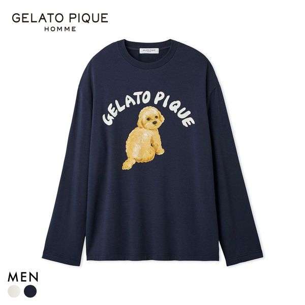 ジェラートピケ オム メンズ DOGワンポイントプリントロンT ジェラピケ パジャマ ルームウェア gelato pique HOMME