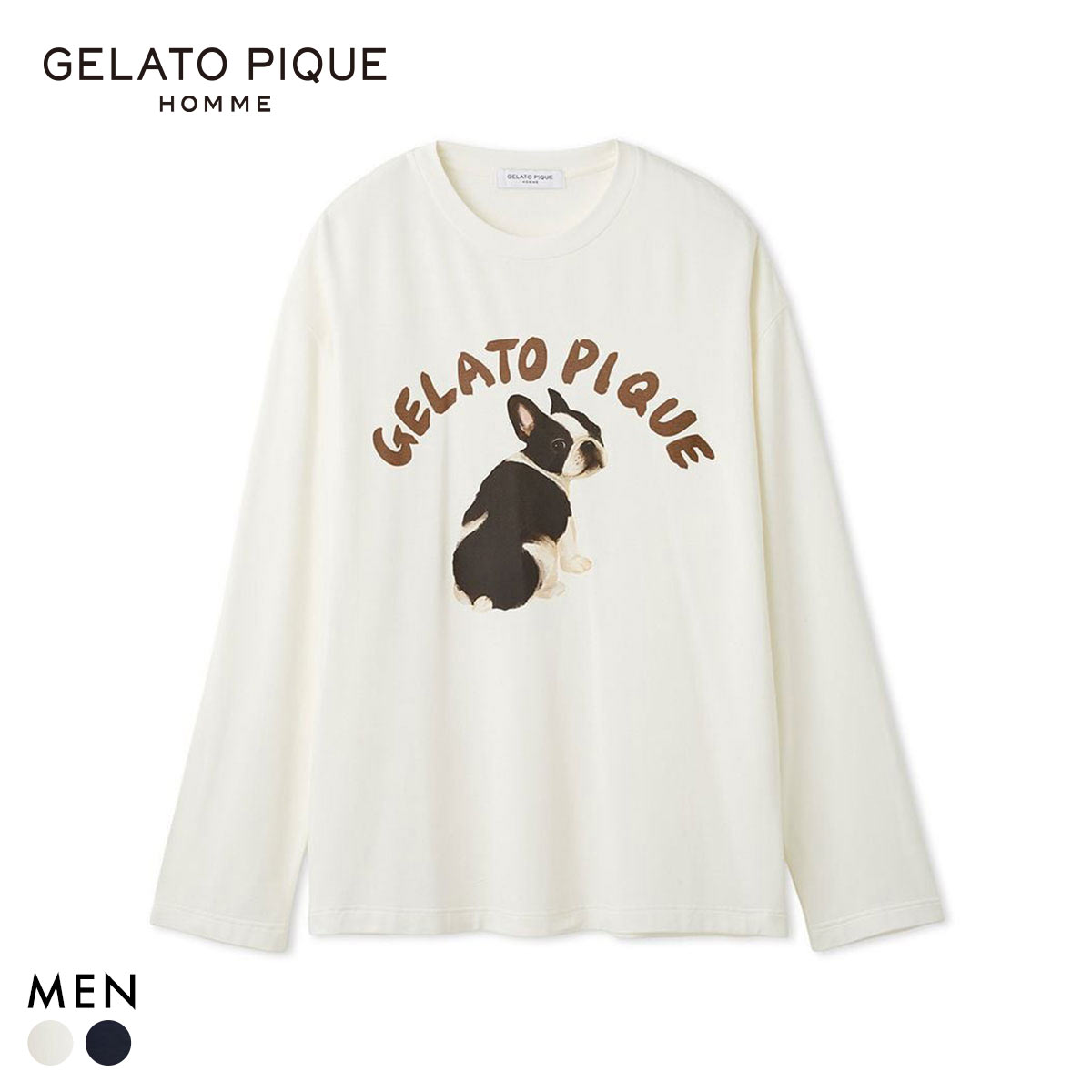 ジェラートピケ オム メンズ DOGワンポイントプリントロンT ジェラピケ パジャマ ルームウェア gelato pique HOMME