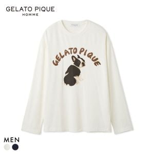ジェラートピケ オム メンズ DOGワンポイントプリントロンT ジェラピケ パジャマ ルームウェア gelato pique HOMME