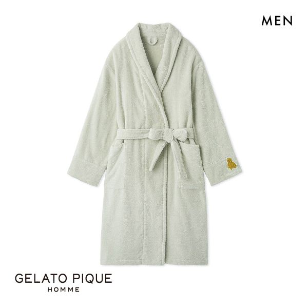 ジェラートピケ オム メンズ ベアワンポイントパイルガウン ジェラピケ パジャマ ルームウェア gelato pique HOMME ジェラートピケ オム メンズ ベアワンポイントパイルガウン ジェラピケ パジャマ ルームウェア gelato pique HOMME