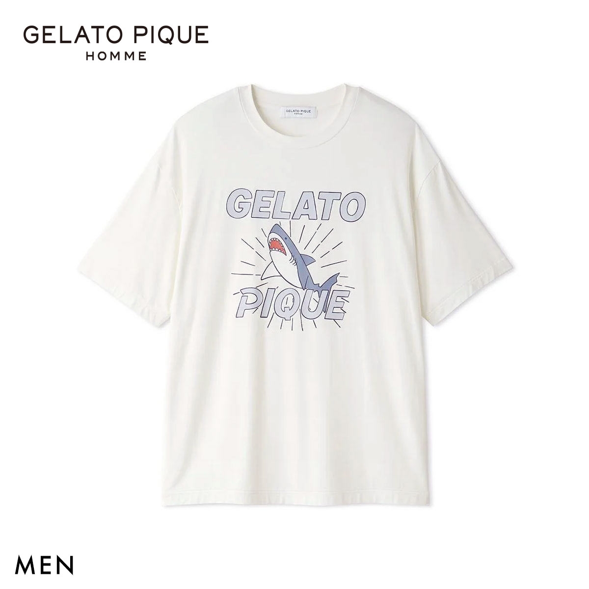ジェラートピケ オム メンズ 接触冷感 レーヨンシャークTシャツ ジェラピケ パジャマ GELATO PIQUE HOMME(OW-オフホワイト-M)