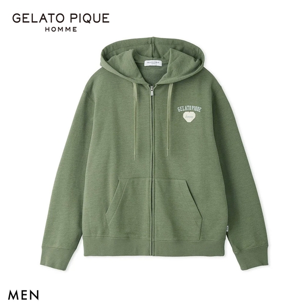 ジェラートピケ オム メンズ 抗菌防臭 ハートロゴ裏毛パーカ ジェラピケ ルームウェア GELATO PIQUE HOMME