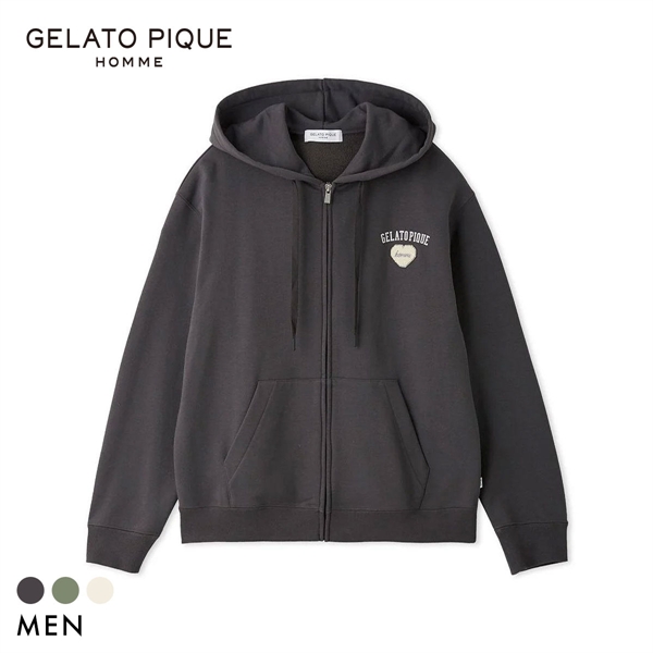 ジェラートピケ オム メンズ 抗菌防臭 ハートロゴ裏毛パーカ ジェラピケ ルームウェア GELATO PIQUE HOMME