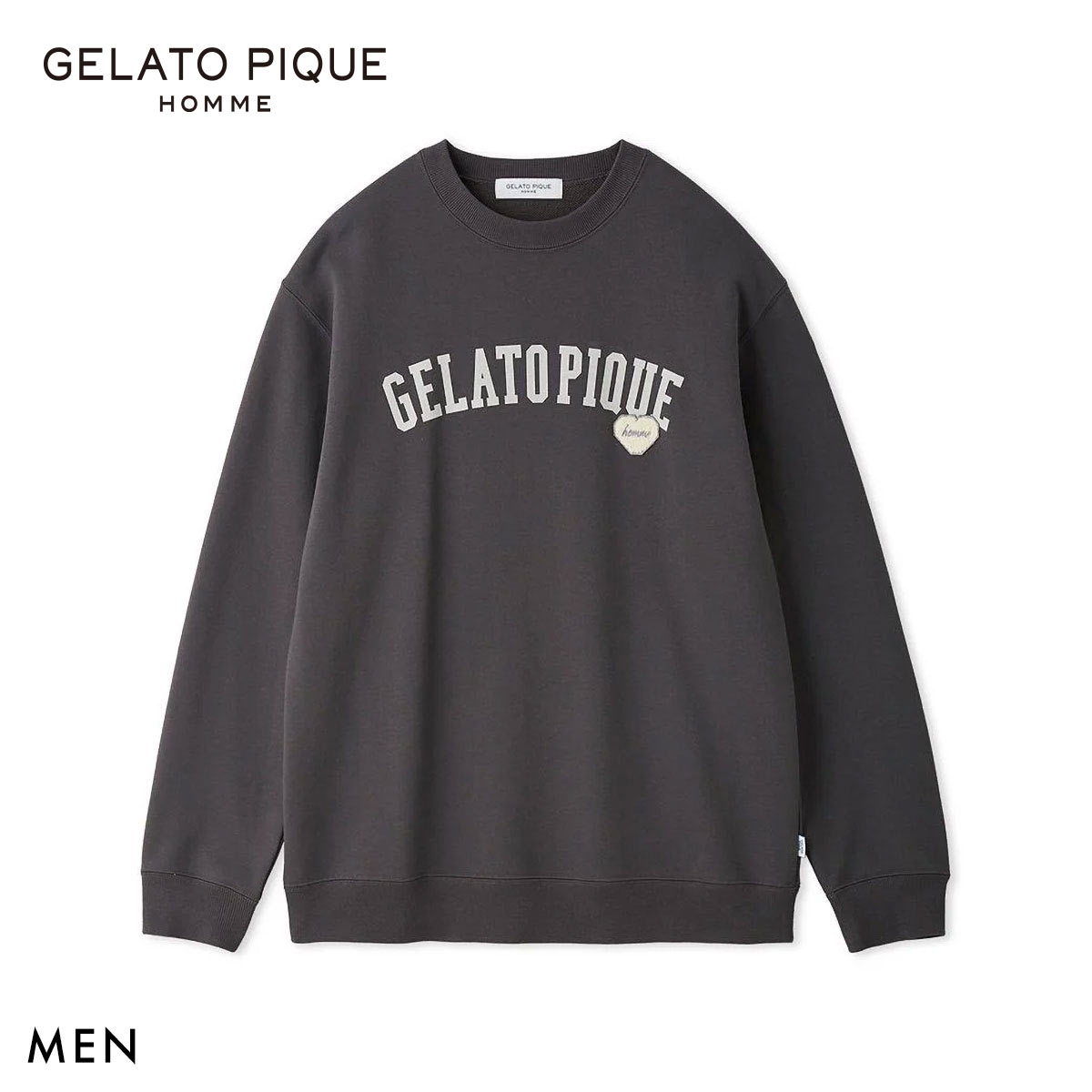 ジェラートピケ オム メンズ 抗菌防臭 ハートロゴ裏毛プルオーバー ジェラピケ ルームウェア GELATO PIQUE HOMME(DGY-濃グレー-M)