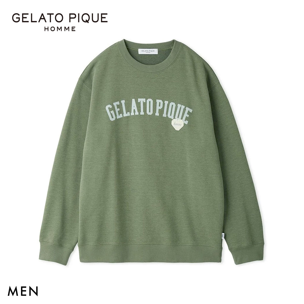 ジェラートピケ オム メンズ 抗菌防臭 ハートロゴ裏毛プルオーバー ジェラピケ ルームウェア GELATO PIQUE HOMME(GR-グリーン-M)