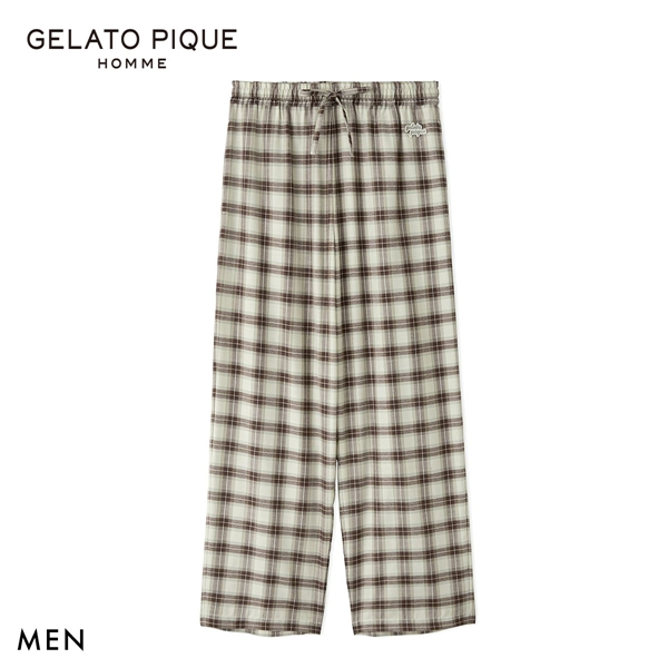 ジェラートピケ オム メンズ ソフトツイルチェックロングパンツ ジェラピケ パジャマ ルームウェア gelato pique HOMME