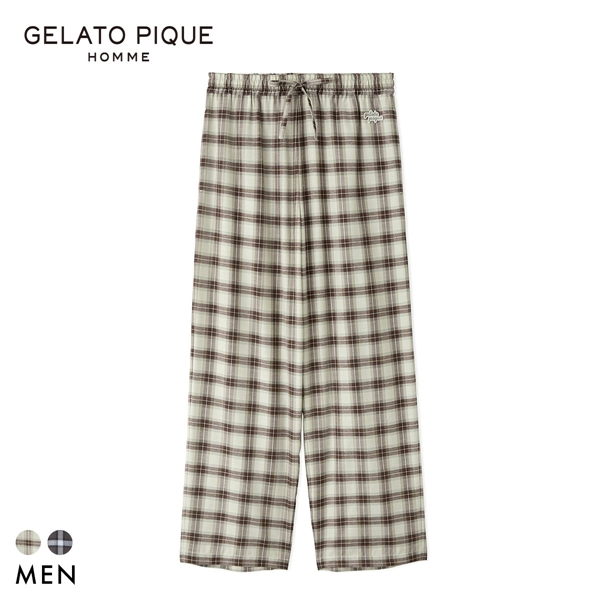 ジェラートピケ オム メンズ ソフトツイルチェックロングパンツ ジェラピケ パジャマ ルームウェア gelato pique HOMME