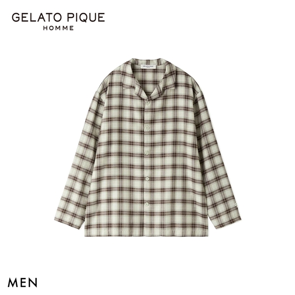 ジェラートピケ オム メンズ ソフトツイルチェックシャツ ジェラピケ パジャマ ルームウェア gelato pique HOMME